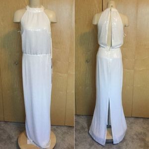 Rachel Gilbert Sequined Halter Gown Women